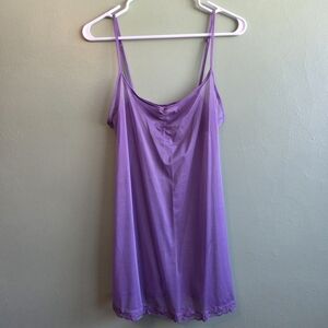 Victoria's Secret Lavender Sheer Chemise Nightgown With Slit And Lace Trim